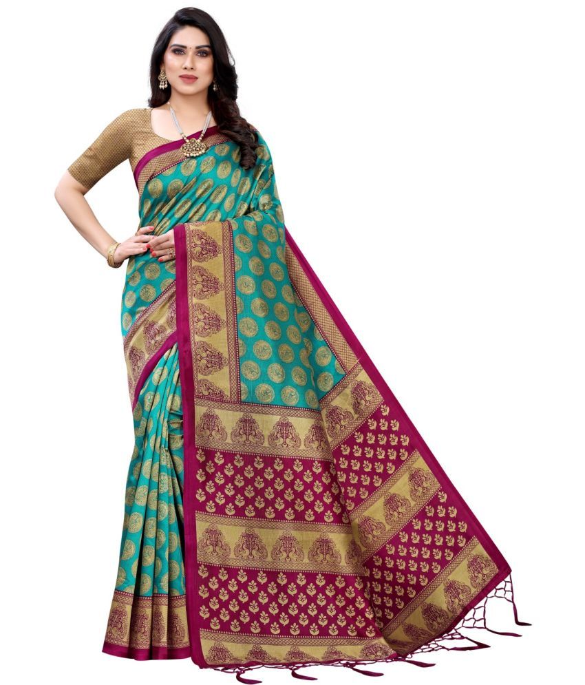     			RUNAYA NX Art Silk Printed Saree With Blouse Piece ( Light Green , Pack of 1 )