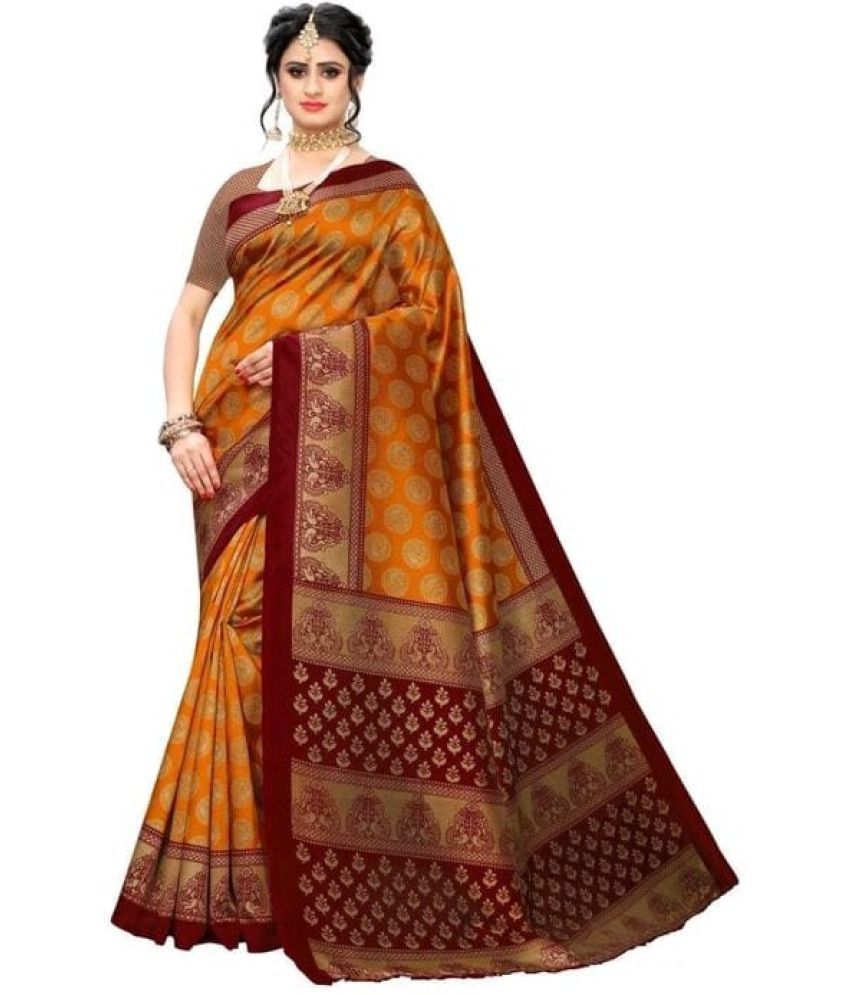     			RUNAYA NX Art Silk Printed Saree With Blouse Piece ( Mustard , Pack of 1 )