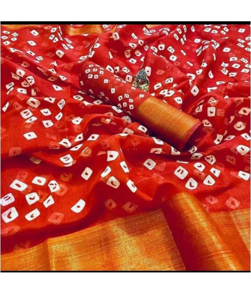     			RUNAYA NX Cotton Blend Printed Saree With Blouse Piece ( Red , Pack of 1 )