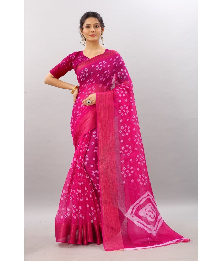     			RUNAYA NX Cotton Blend Printed Saree With Blouse Piece ( Pink , Pack of 1 )