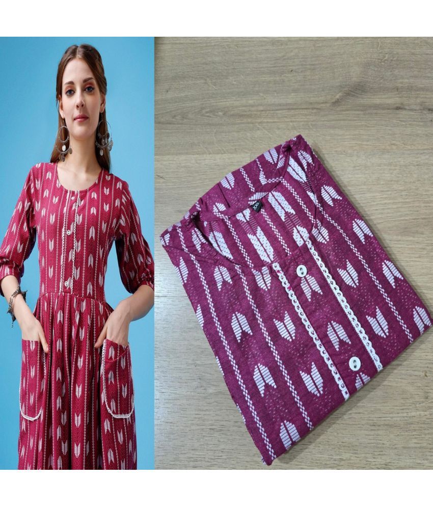     			Star Fashion Pack of 1 Cotton Striped A-line Women's Kurti - ( Multicolor )