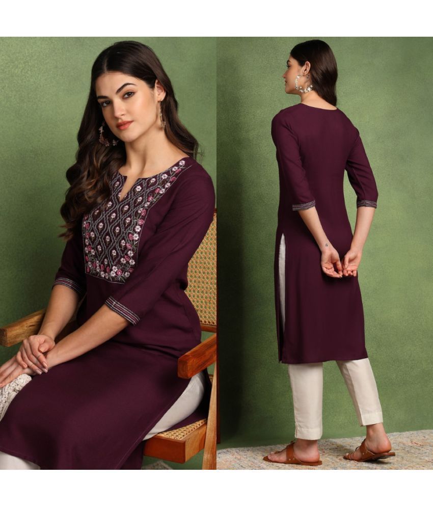     			Star Fashion Pack of 1 Cotton Embroidered A-line Women's Kurti - ( Multicolor )