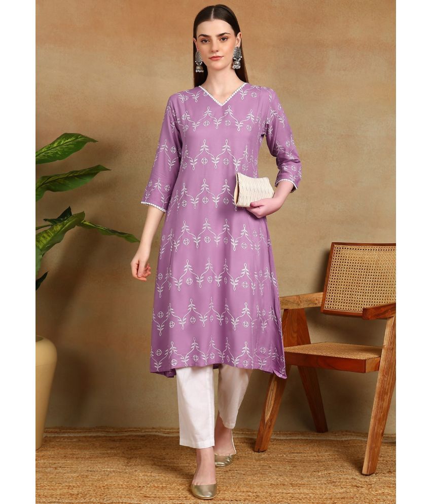     			Star Fashion Pack of 1 Rayon Embroidered A-line Women's Kurti - ( Multicolor )