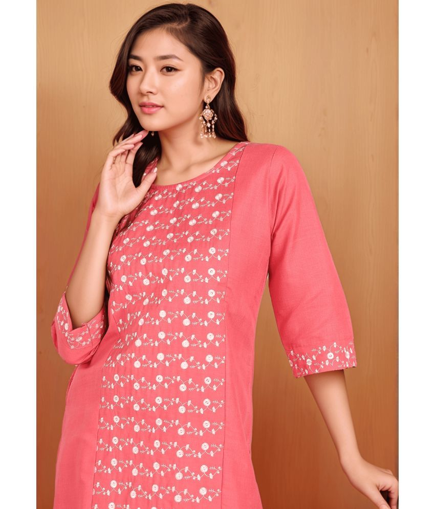     			Star Fashion Pack of 1 Cotton Embroidered A-line Women's Kurti - ( Multicolor )