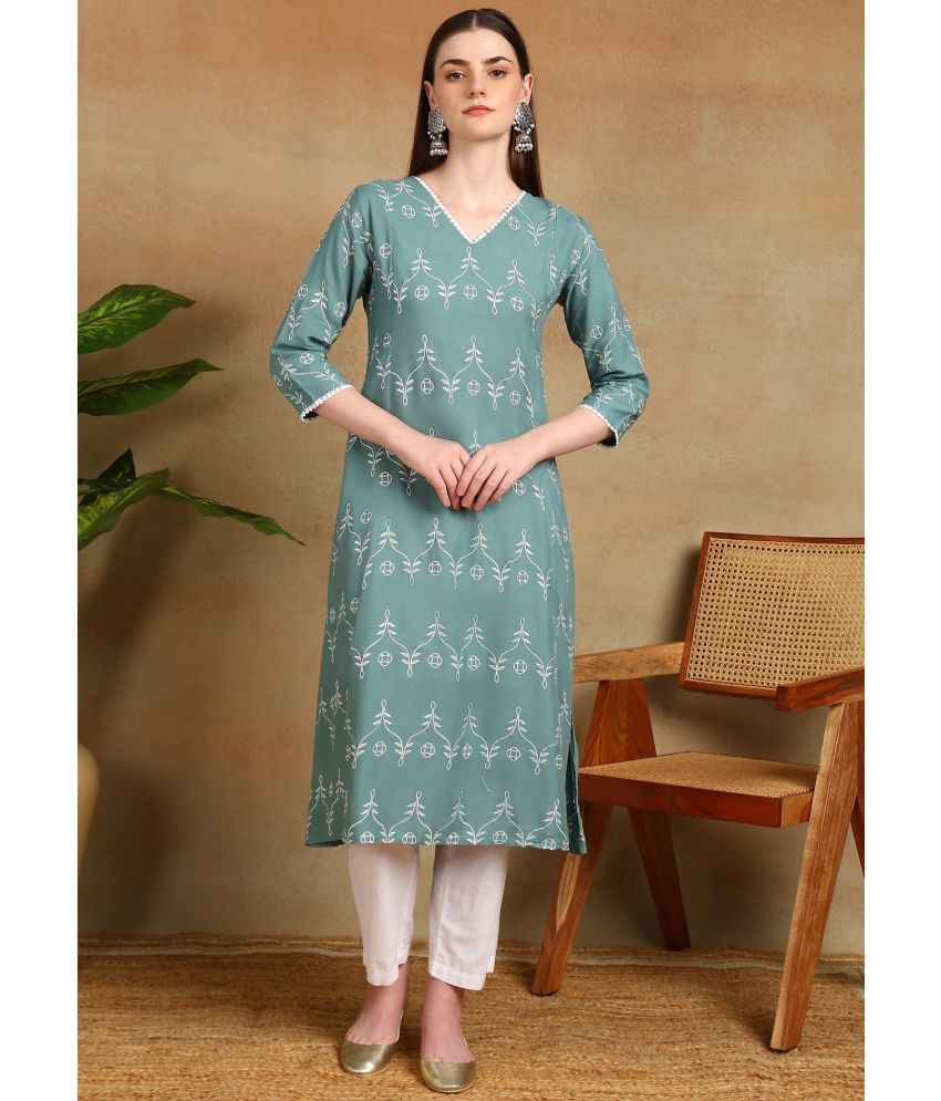     			Star Fashion Pack of 1 Rayon Embroidered A-line Women's Kurti - ( Multicolor )