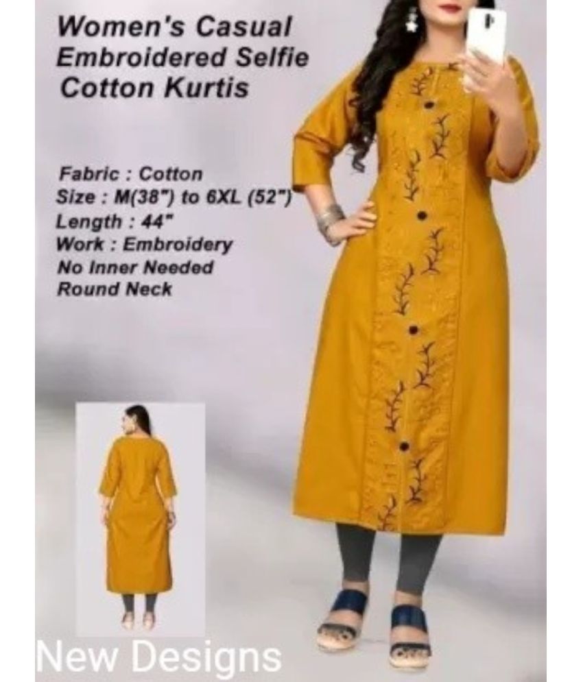     			Star Fashion Pack of 1 Cotton Embroidered A-line Women's Kurti - ( Multicolor )