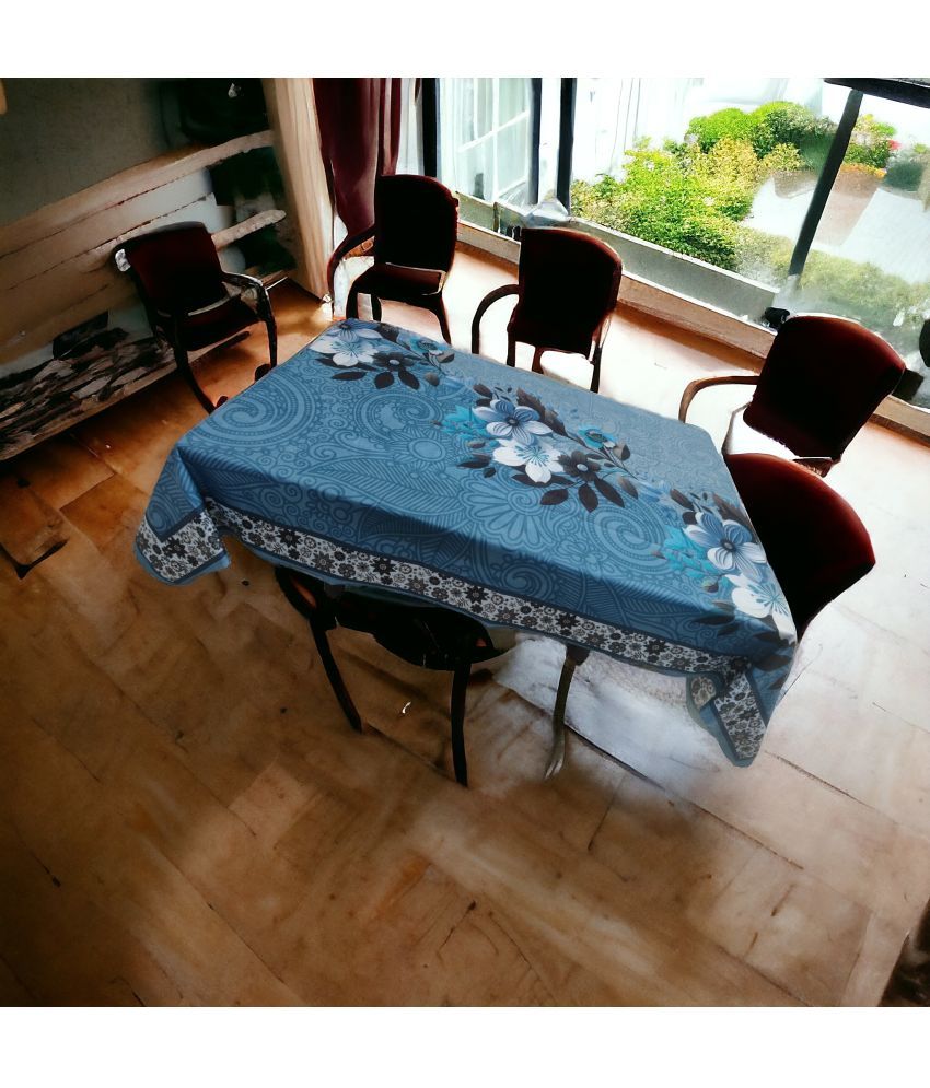     			mopak decor Embroidered Cotton 4 Seater Square Table Cover ( 147 x 97 ) cm Pack of 1 Blue