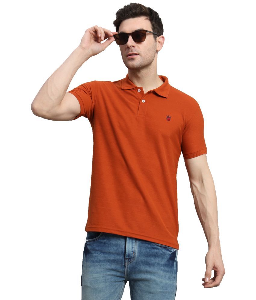     			ADORATE Pack of 1 Cotton Blend Regular Fit Solid Half Sleeves Men's Polo T Shirt ( Orange )