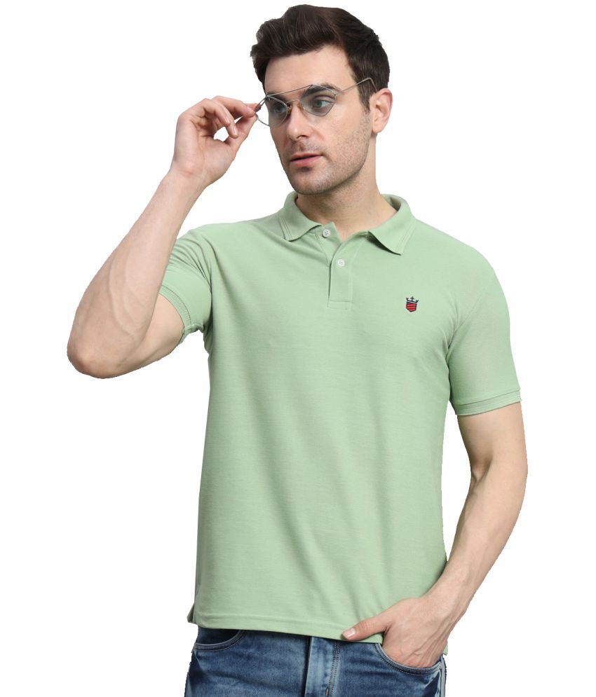     			ADORATE Pack of 1 Cotton Blend Regular Fit Solid Half Sleeves Men's Polo T Shirt ( Green )