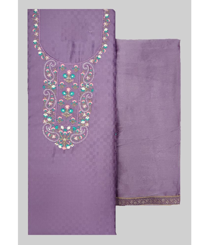     			Soul Essence Unstitched Cotton Embroidered Dress Material - Purple ( Pack of 1 )