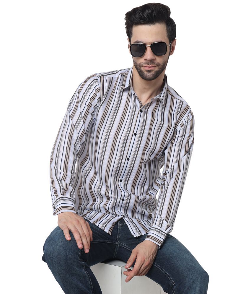     			Bombay Begum Poly Cotton Regular Fit Striped Full Sleeves Men's Casual Shirt - Blue ( Pack of 1 )