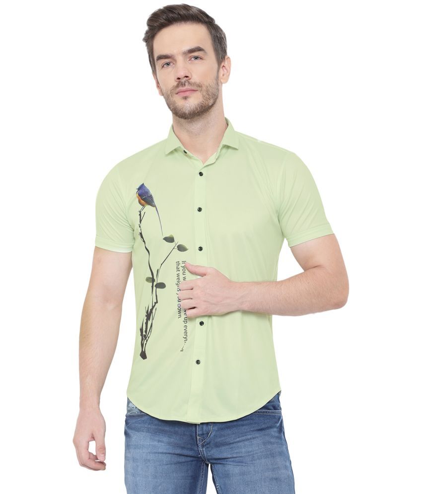     			Bombay Begum Poly Cotton Regular Fit Printed Half Sleeves Men's Casual Shirt - Lime Green ( Pack of 1 )