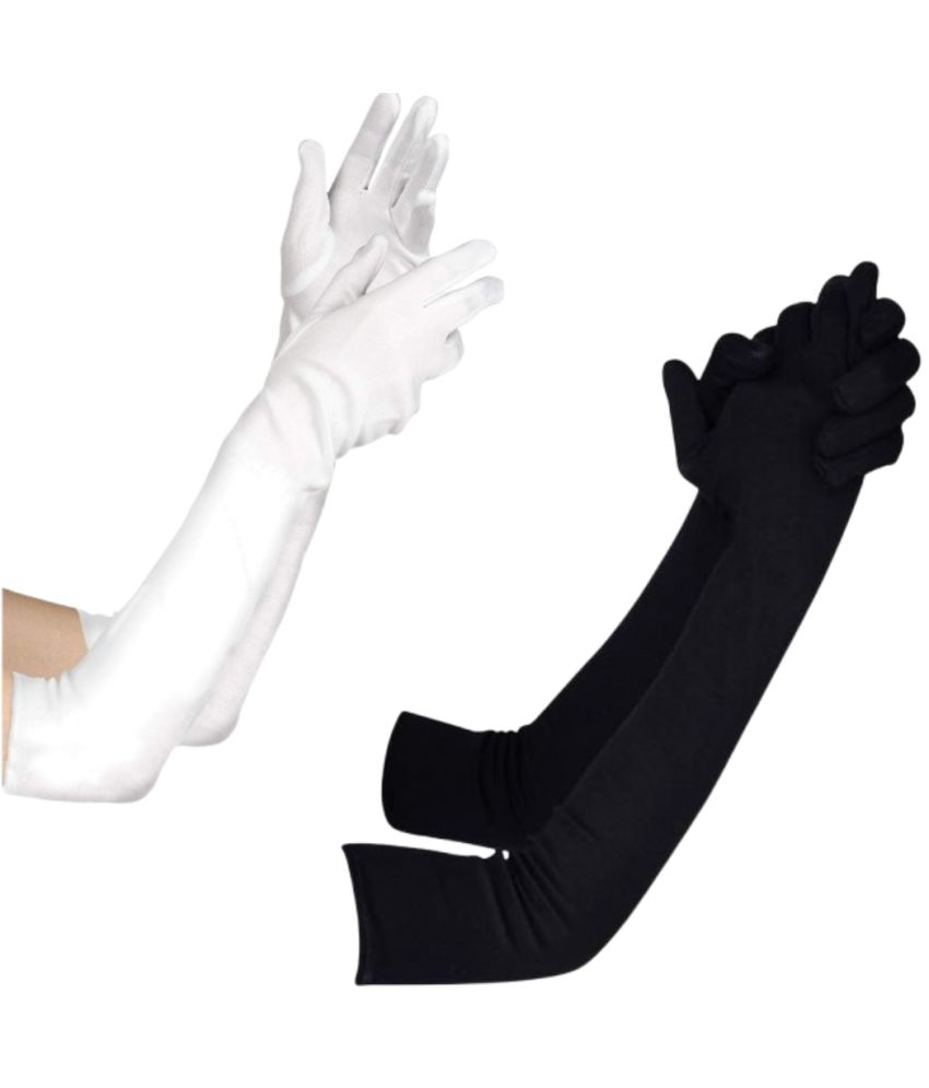     			THRIFTKART Black,White Women's UV Protection Gloves ( Pack of 2 )