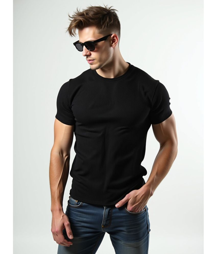     			fashion and youth Cotton Blend Regular Fit Solid Half Sleeves Men's Round T-Shirt - Black ( Pack of 1 )