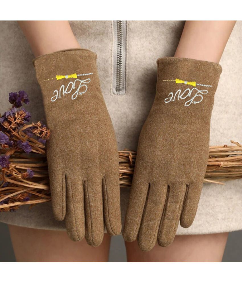     			Alamos Brown Polyester Men's Woollen Gloves ( Pack of 1 )