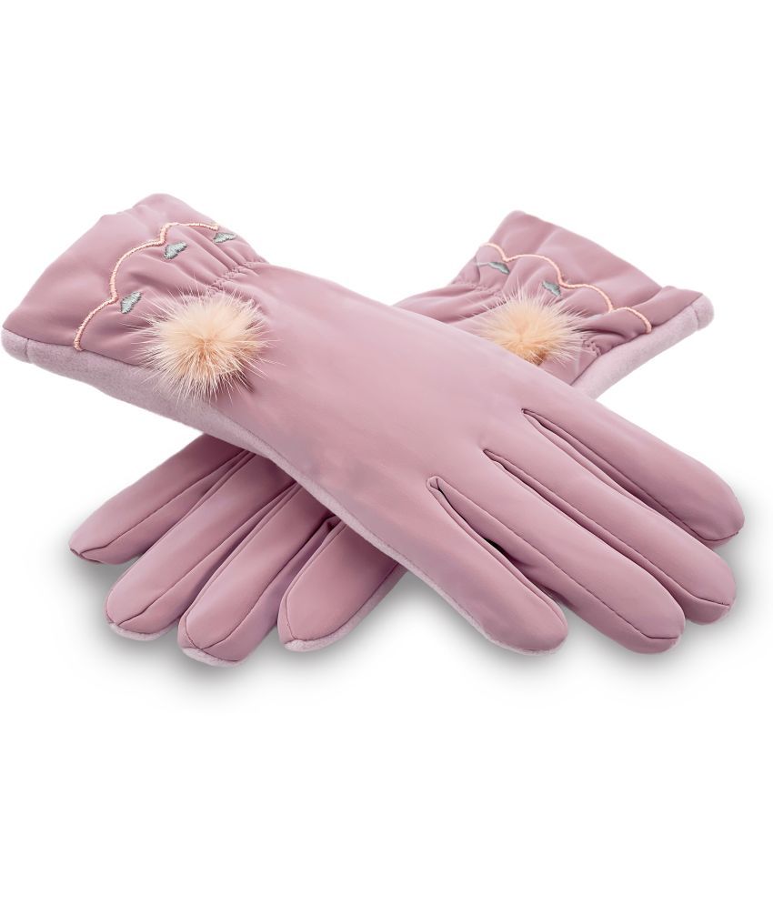     			Alamos Pink Polyester Men's Woollen Gloves ( Pack of 1 )