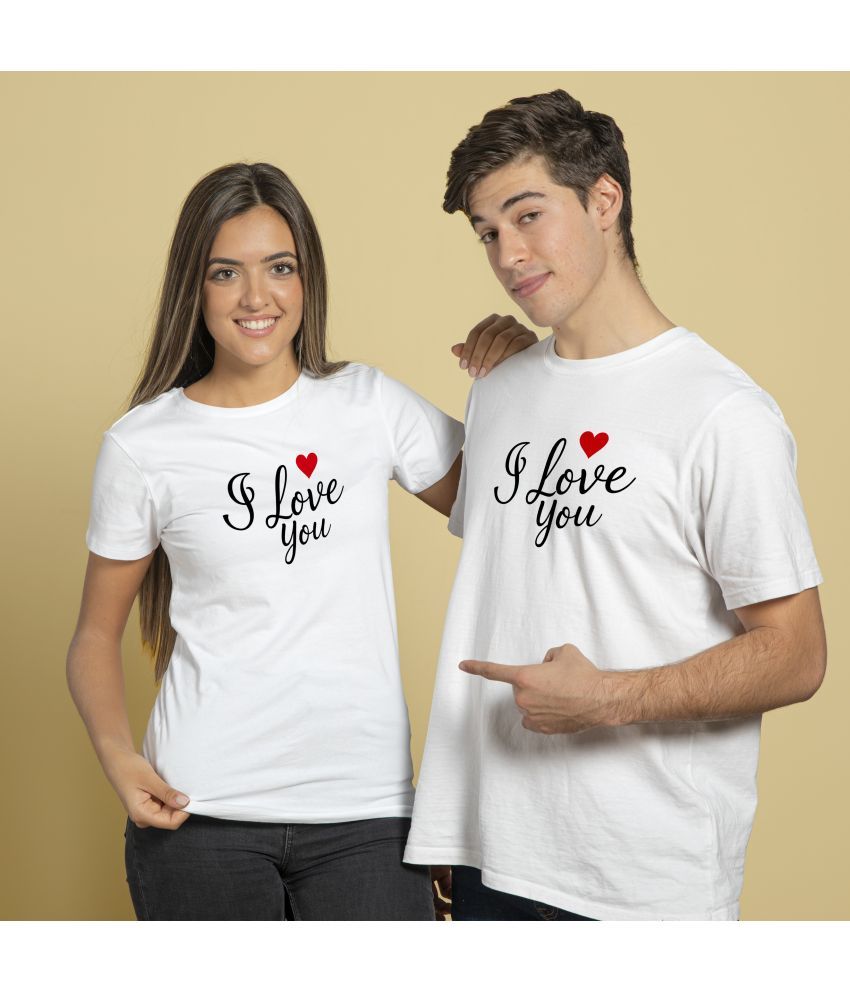     			BINAYAK White Cotton Regular Fit Couple T-Shirt