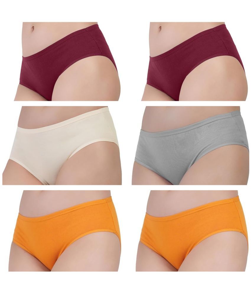     			Bebron Pack of 6 Cotton Lycra Hipster For Women ( Multicolor8 )