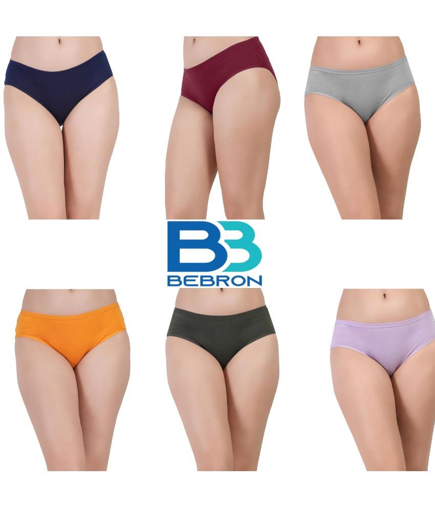     			Bebron Pack of 6 Cotton Lycra Hipster For Women ( Multi Color )