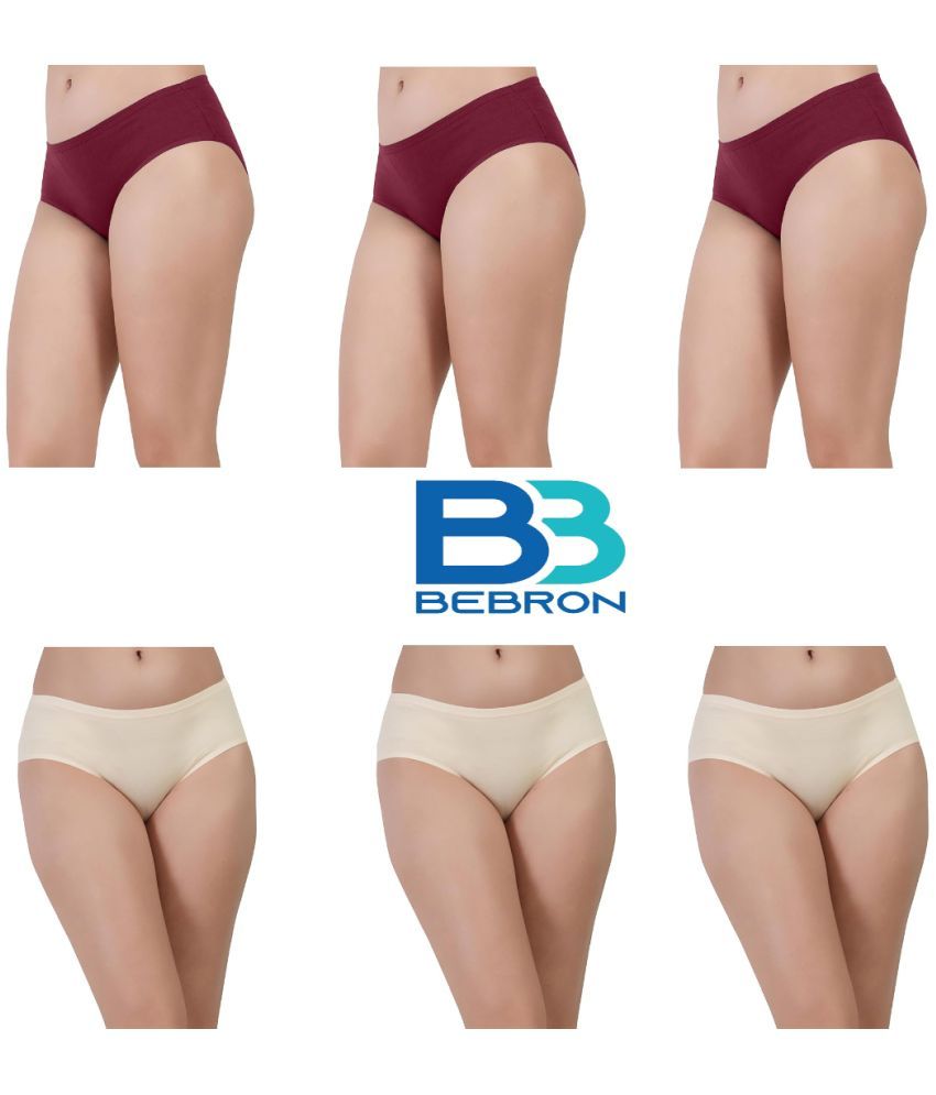     			Bebron Pack of 6 Cotton Lycra Hipster For Women ( Multicolor9 )