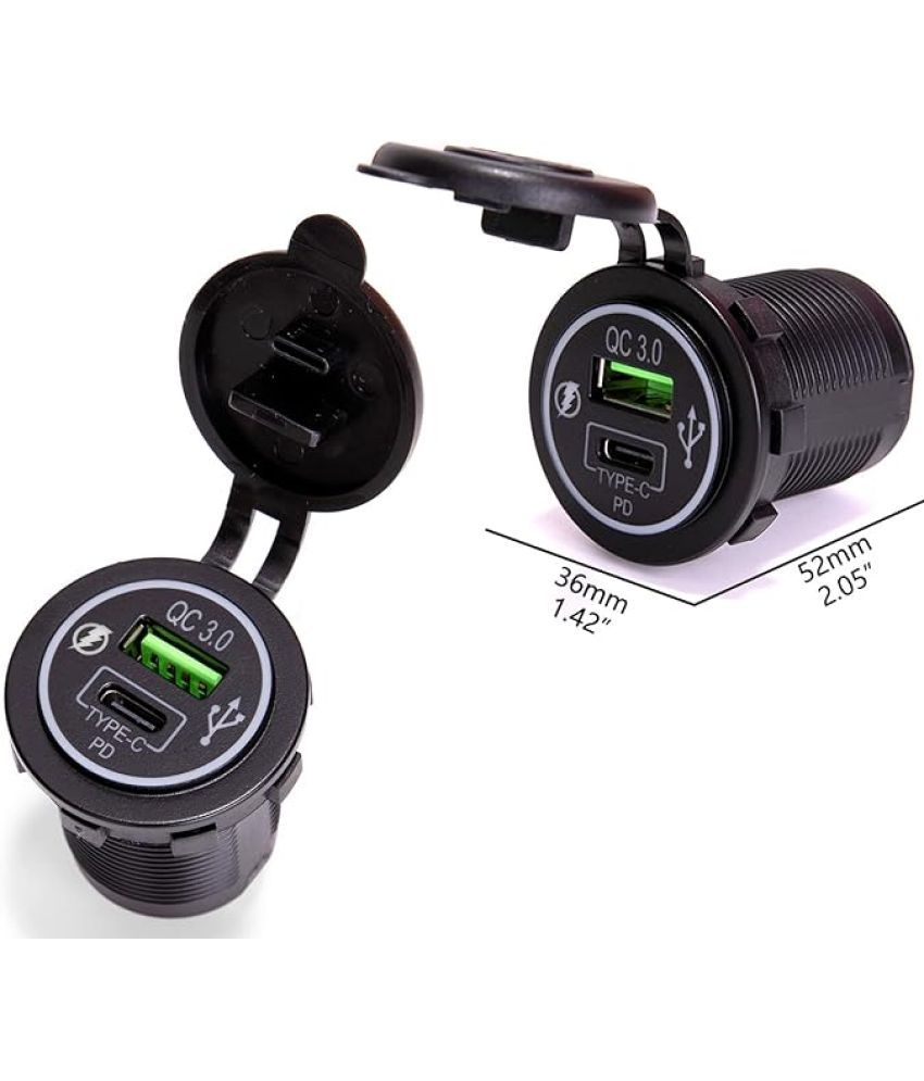     			CarFrill Car Mobile Charger USB Charger Socket Black