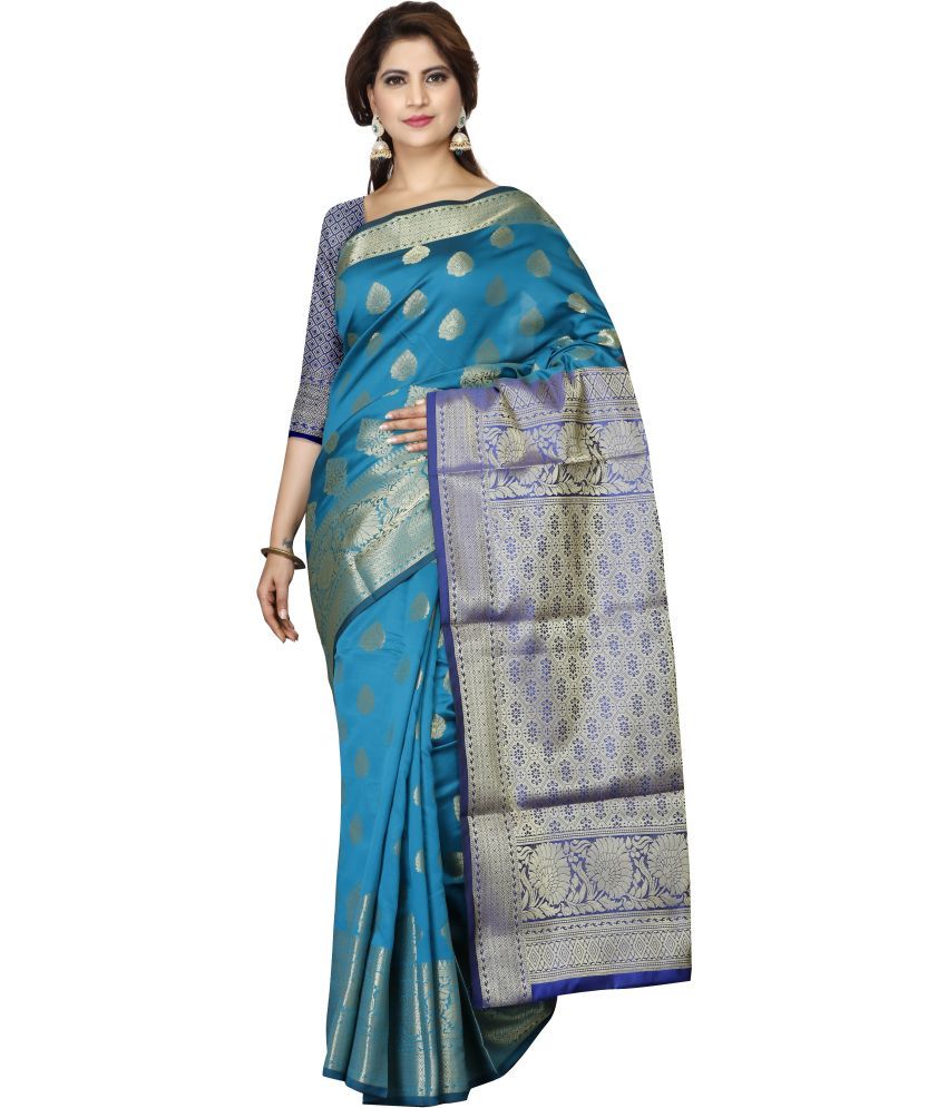     			Indian Fashionista Cotton Blend Printed Saree With Blouse Piece ( Multicolor , Pack of 1 )