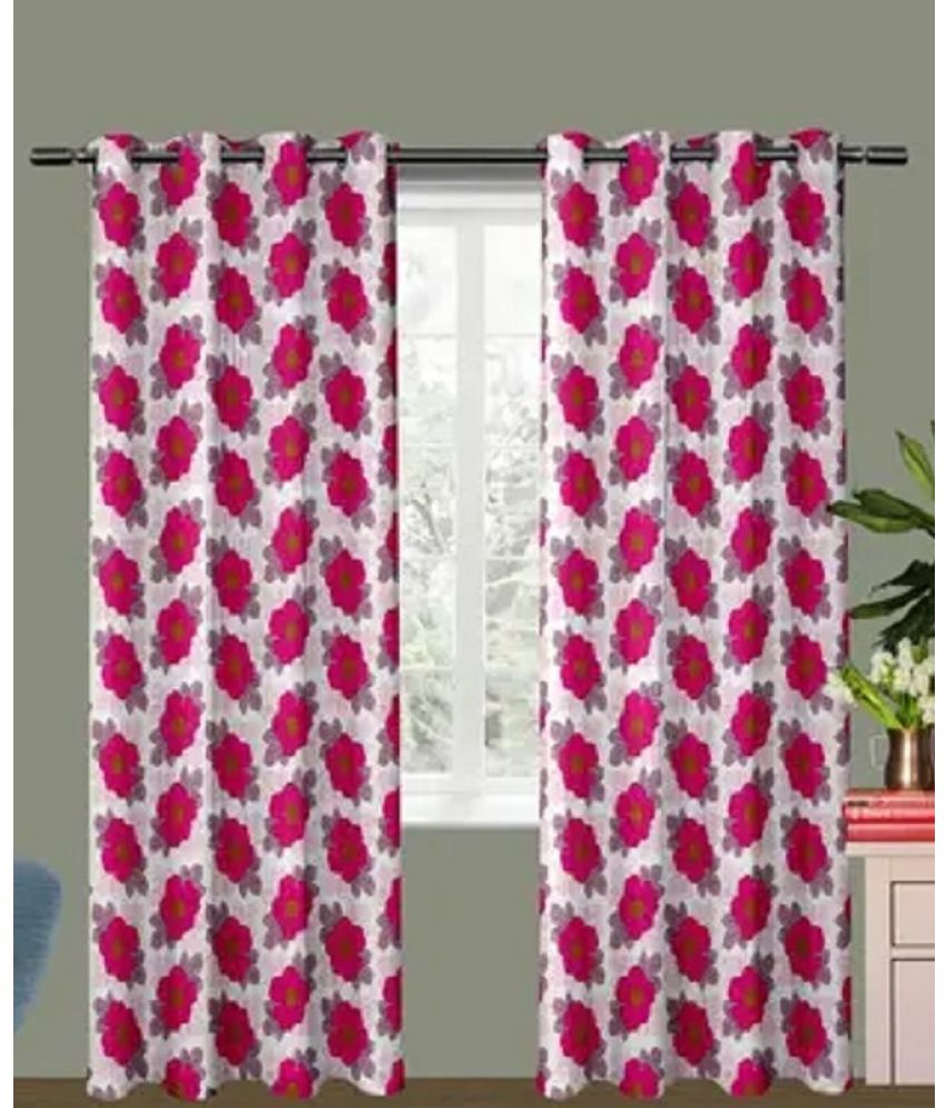     			S23 Graphic Room Darkening Eyelet Curtain 7 ft ( Pack of 1 ) - Light Pink