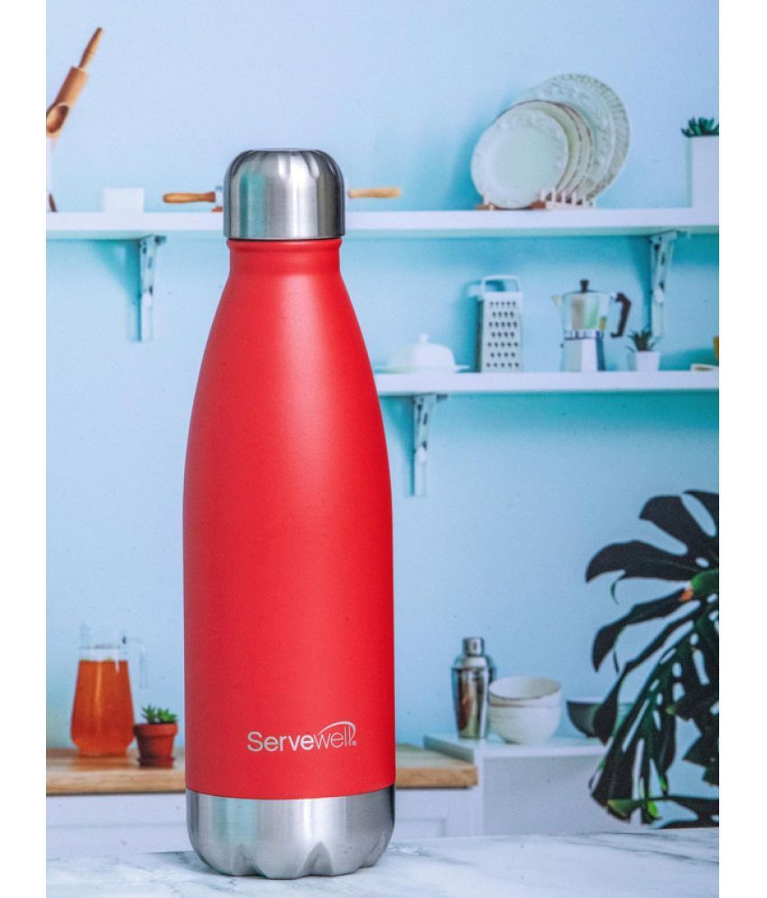     			Servewell SS Single Wall Bottle 750 ml - Fuji Red Red Steel Water Bottle 750 mL ( Set of 1 )