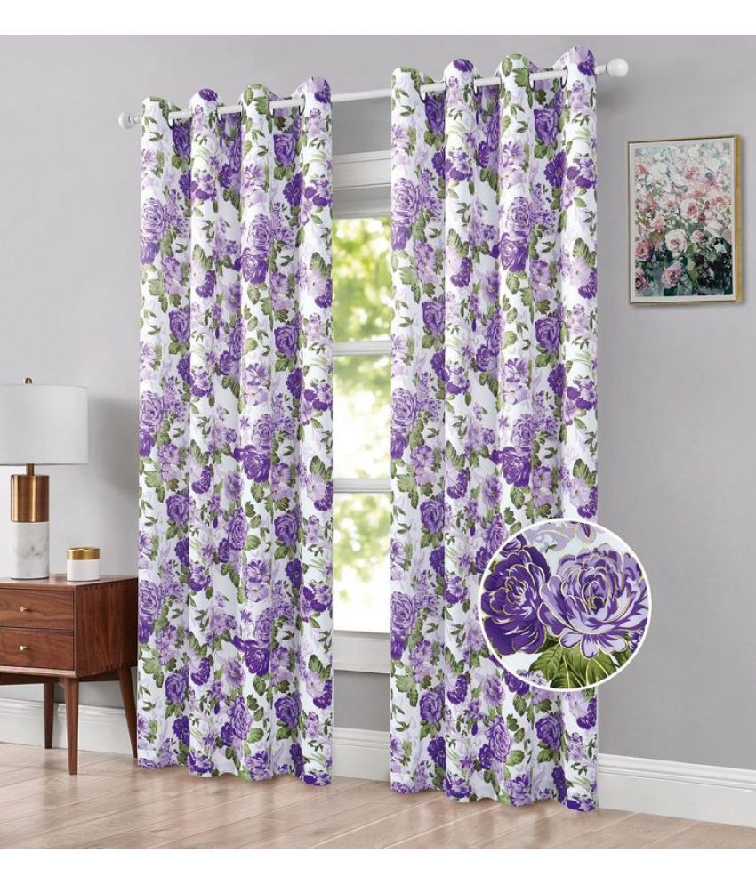     			V21 decod Graphic Room Darkening Eyelet Curtain 5 ft ( Pack of 1 ) - Purple