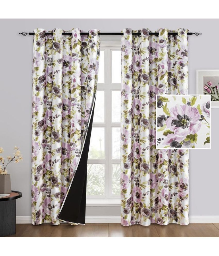     			V21 decod Graphic Room Darkening Eyelet Curtain 7 ft ( Pack of 1 ) - Purple