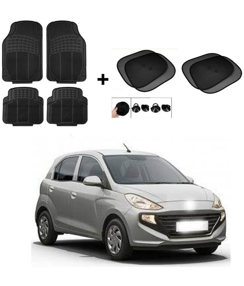     			ARLOOK Car Rubber Foot Mat (Set Of 4) + Sunshades (Set Of 4) For Hundai  Santro New  (All Models)