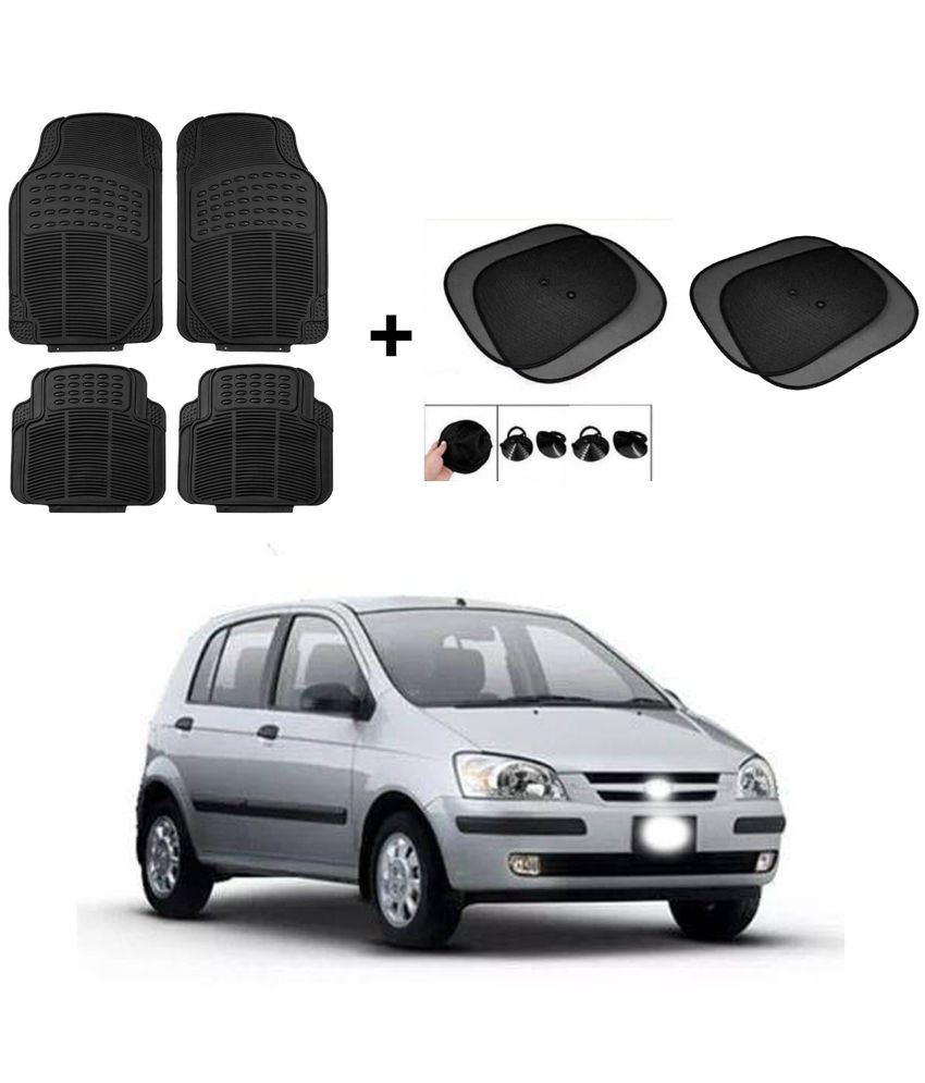     			ARLOOK Car Rubber Foot Mat (Set Of 4) + Sunshades (Set Of 4) For Hundai  Getz  (All Models)