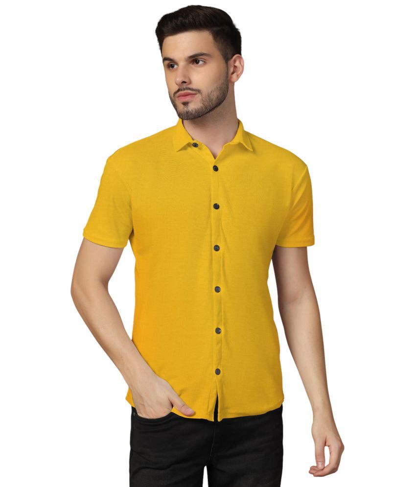     			Beyou Fashion Cotton Blend Regular Fit Solids Half Sleeves Men's Casual Shirt - Yellow ( Pack of 1 )