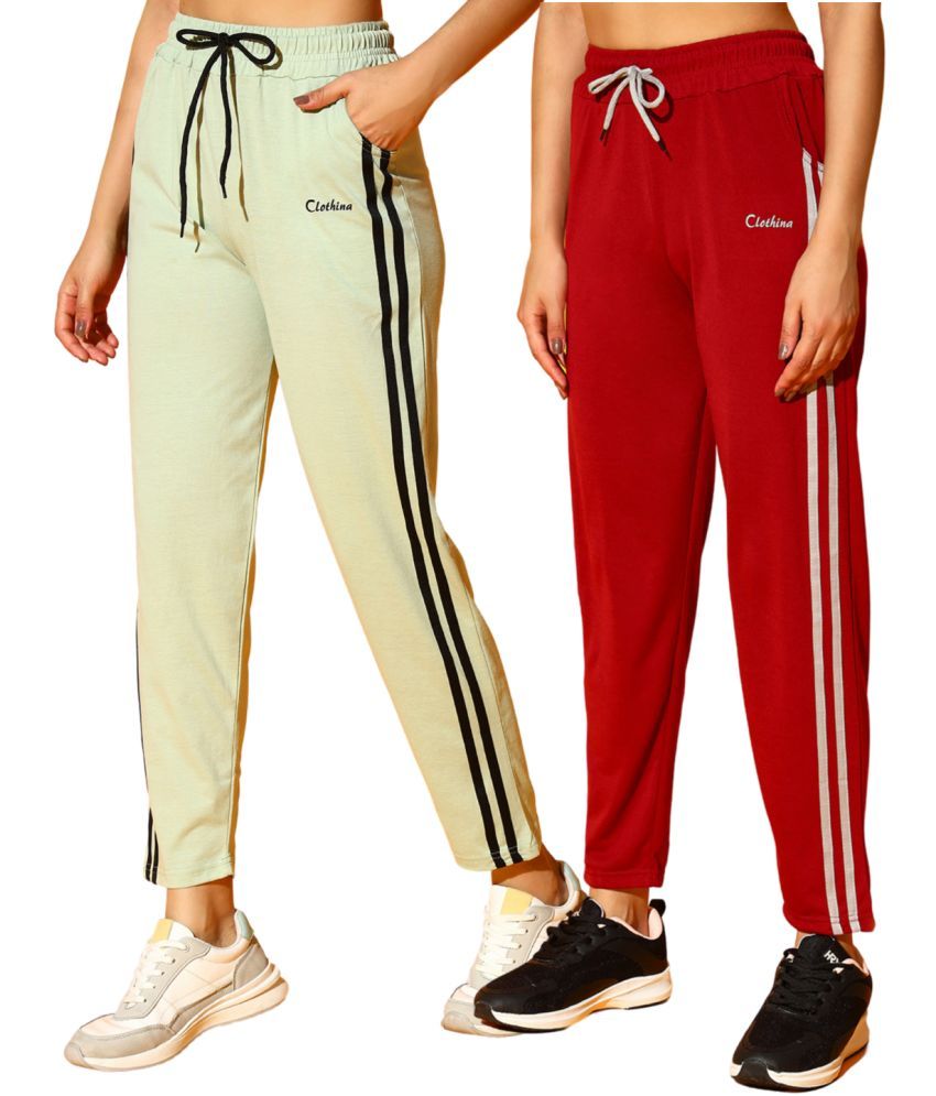     			CLOTHINA Multicolor Cotton Blend Women's Outdoor & Adventure Trackpants ( Pack of 2 )