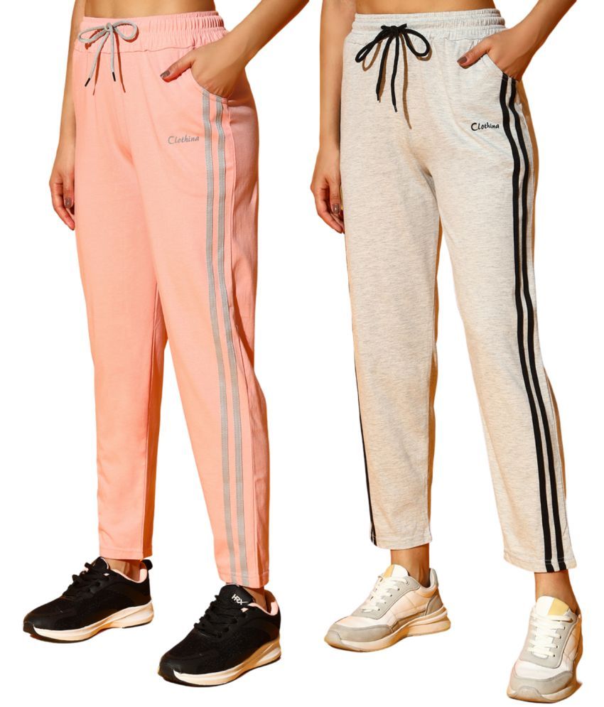     			CLOTHINA Multicolor Cotton Blend Women's Outdoor & Adventure Trackpants ( Pack of 2 )