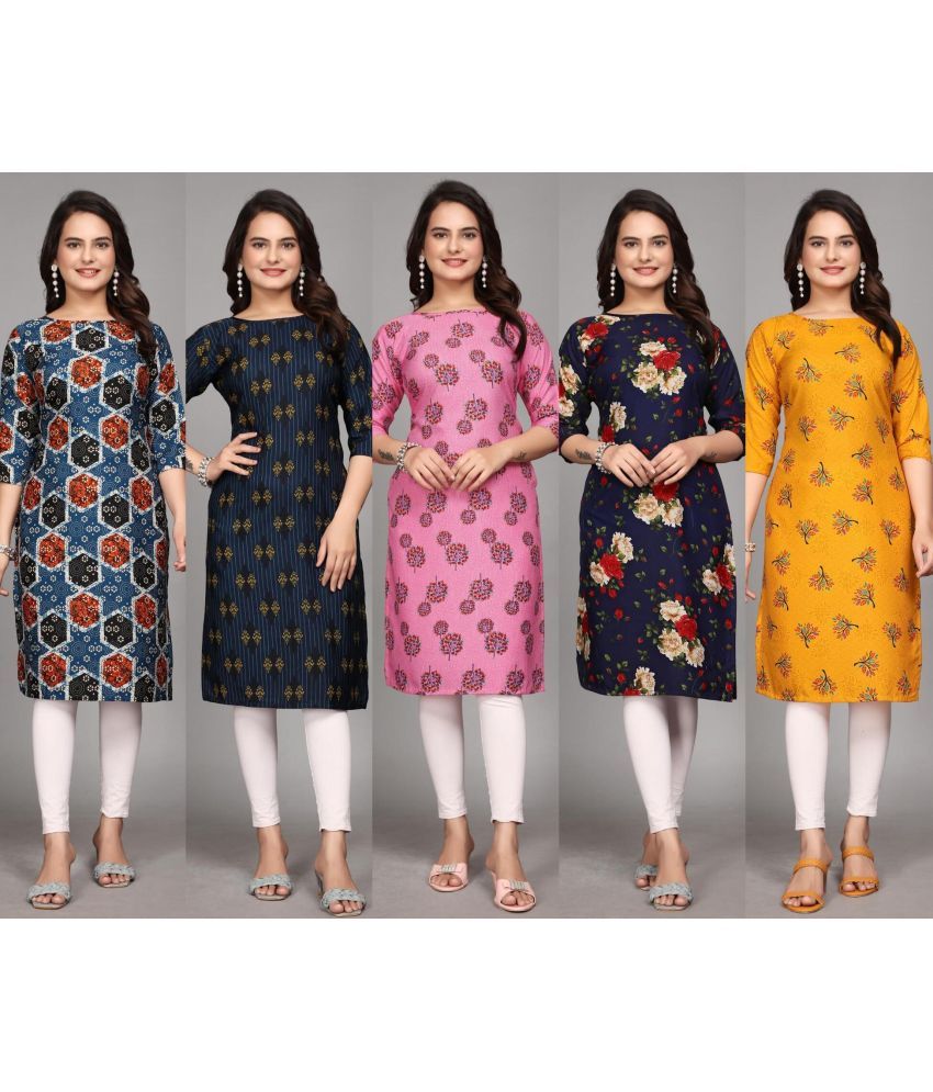     			KALAVRITTA Pack of 5 Crepe Printed Straight Women's Kurti - ( Multicolor )