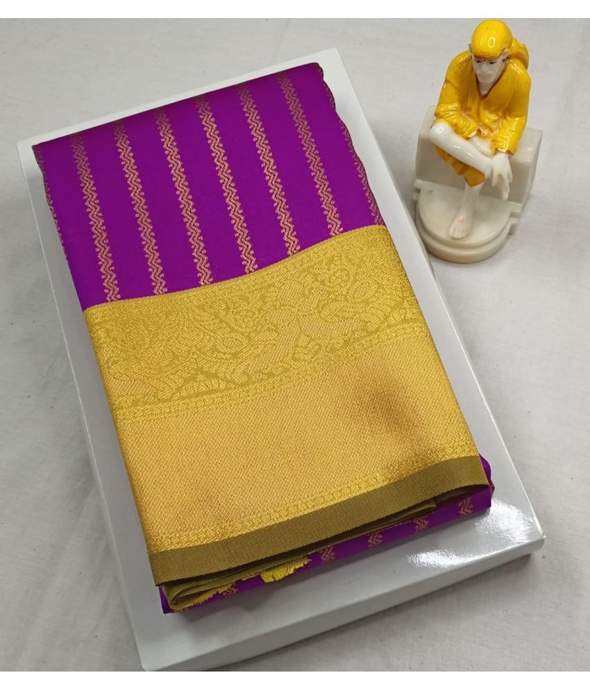     			KV Fashion Banarasi Silk Woven Saree With Blouse Piece ( Purple , Pack of 1 )