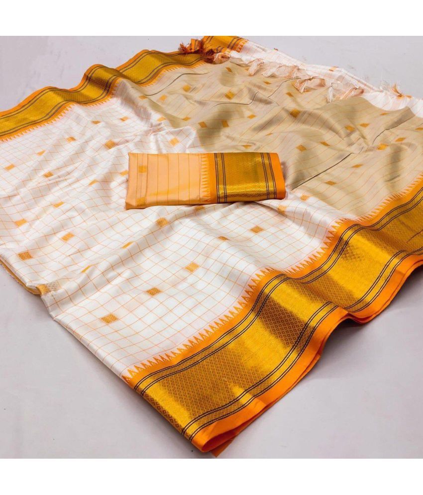     			KV Fashion Cotton Silk Woven Saree With Blouse Piece ( Orange , Pack of 1 )