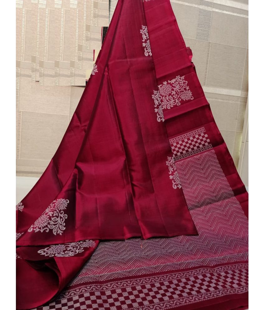     			KV Fashion Silk Blend Embellished Saree With Blouse Piece ( Maroon , Pack of 1 )