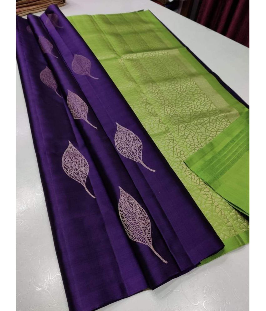     			KV Fashion Silk Blend Embellished Saree With Blouse Piece ( Purple , Pack of 1 )