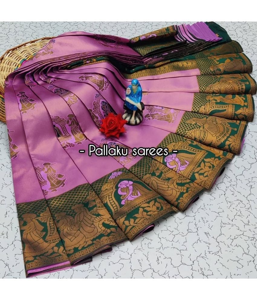     			KV Fashion Silk Blend Solid Saree With Blouse Piece ( Pink , Pack of 1 )