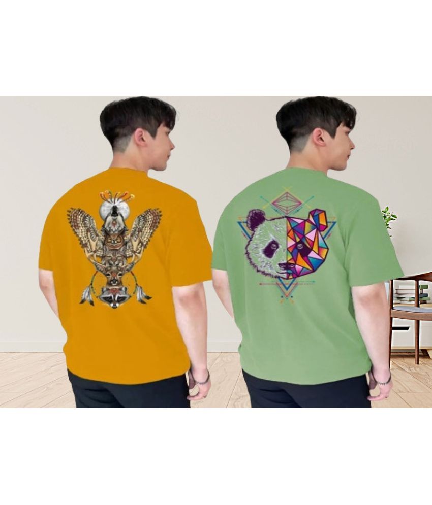     			Kintu Parantu Polyester Regular Fit Printed Half Sleeves Men's Round T-Shirt - Multicolor2 ( Pack of 2 )