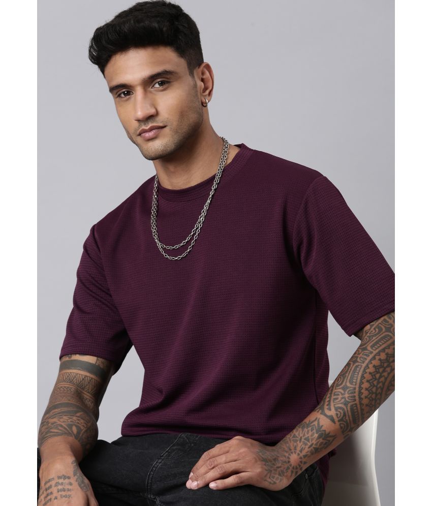     			LEWEL Polyester Slim Fit Solid Half Sleeves Men's Round T-Shirt - Maroon ( Pack of 1 )