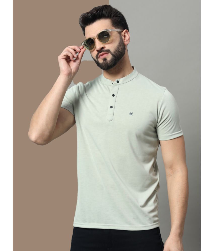     			OGEN Cotton Blend Regular Fit Solid Half Sleeves Men's Mandarin Collar T-Shirt - Grey ( Pack of 1 )