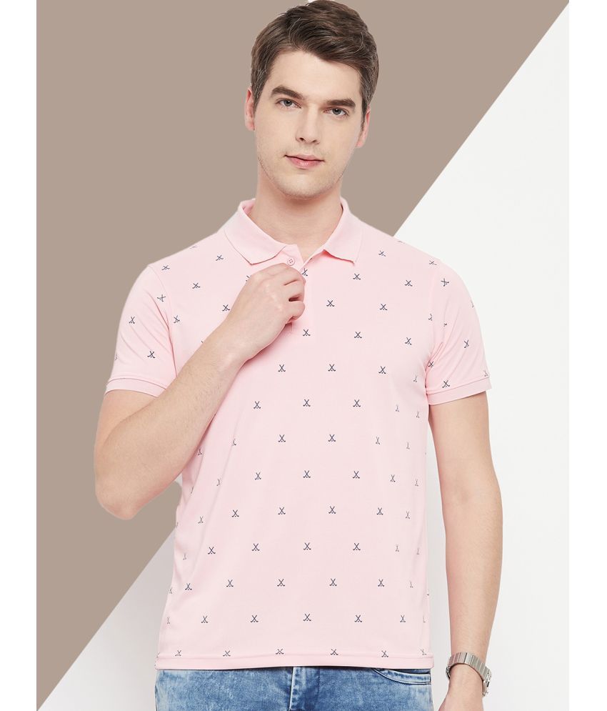     			OGEN Pack of 1 Cotton Blend Regular Fit Printed Half Sleeves Men's Polo T Shirt ( Pink )