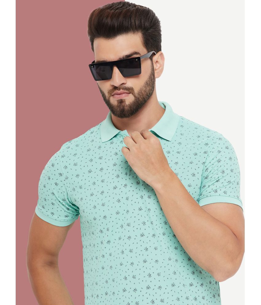     			OGEN Pack of 1 Cotton Blend Regular Fit Printed Half Sleeves Men's Polo T Shirt ( Sea Green )