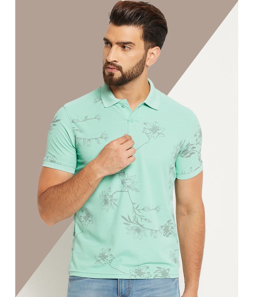     			OGEN Pack of 1 Cotton Blend Regular Fit Printed Half Sleeves Men's Polo T Shirt ( Sea Green )