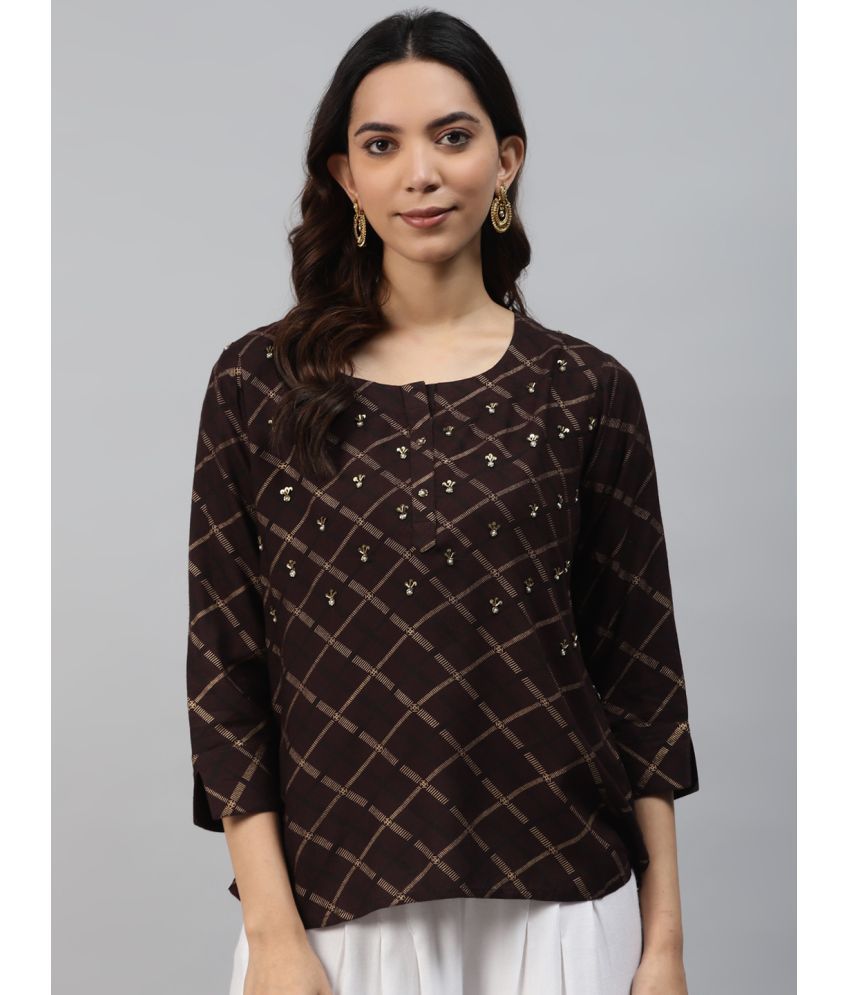     			Oh Mi Dios Brown Viscose Rayon Women's Regular Top ( Pack of 1 )