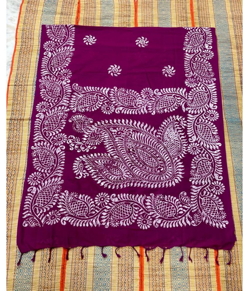     			SARADA HANDLOOM Cotton Printed Saree With Blouse Piece ( Magenta , Pack of 1 )