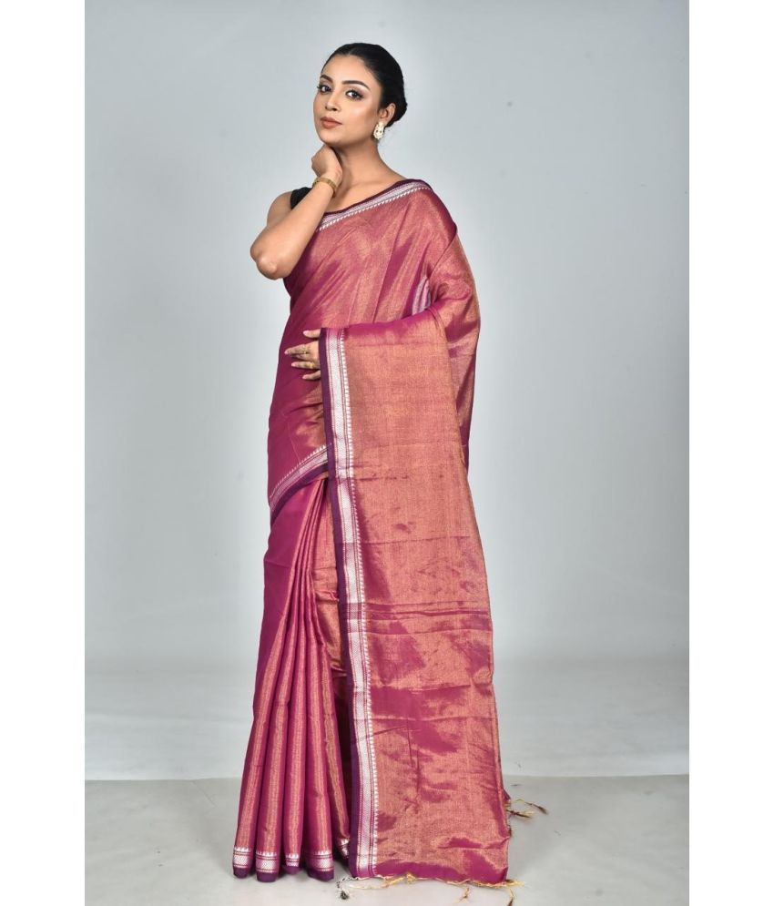     			SARADA HANDLOOM Cotton Solid Saree With Blouse Piece ( Pink , Pack of 1 )